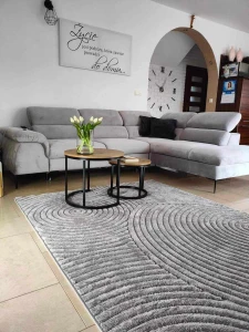 Dywan szary nowoczesny do salonu 250x350cm, tłoczenia 3d, miękki włos 