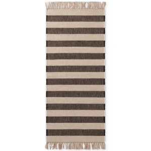Chodnik naturalny z juty Hanse Home Playa 80x200cm w kolorze beżowo czarnym z frędzlami, dwustronny- tkany ręcznie