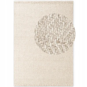 DYWAN wełniany do salonu 80x150cm w kolorze kremowym,Elle Decoration Majoli,tkany ręcznie