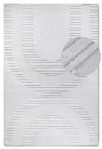 Dywan pluszowy do salonu 120x170cm-Elle DECOR Bartoux ,kremowy nowoczesny wzór 3D
