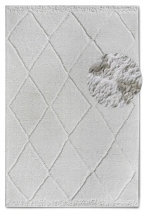 Dywan pluszowy do salonu 120x170cm-Elle DECORATION PERROTIN ,kremowy nowoczesny wzór