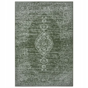 Dywan tradycyjny do salonu 80x150cm-HANSE HOME GLORIA zielono kremowy wzór z miękkim włosem