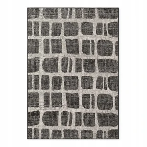 Dywan zewnętrzno-wewnętrzny na taras 120x170cm,dwustronny ,sznurkowy TED BAKER Haringey Ruskin , czarno kremowy, płasko tkany