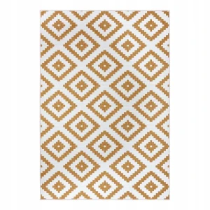 Dywan na taras 80x150cm NORTHRUGS  MALTA- żółto kremowy, dwustronny płasko tkany,zewnętrzno-wewnętrzny