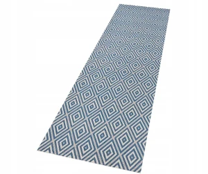 CHODNIK 80x200cm- MEADOW,płasko tkany typu sizal, sznurkowy kremowo niebieski kolor