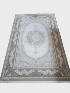 Dywan tradycyjny z frędzlami 160x230cm, klasyczny wzór kremowo beżowy