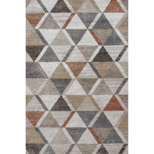Dywan geometryczny do salonu 160x230cm,kremowo beżowo brązowy w trojkąty
