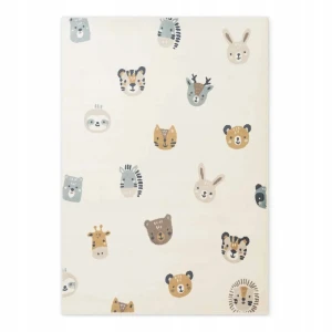 Dywan dziecięcy 120x170cm HANSE HOME -  kremowy wzór- Tiny ZOO z miękkim włosiem