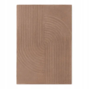 Dywan wełniany do salonu 160x230cm-VIKOSA Arcura , brązowy z miękkim włosiem, wycinany 3d,tkany ręcznie