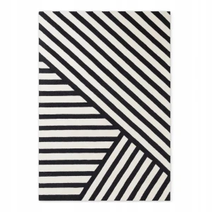 DYWAN naturalny z wełny Elle Decoration NOIR 120x180cm,nowoczesny czarno biały, ręcznie tkany
