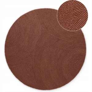 Dywan okrągły wełniany do salonu 150cm-Hanse Home Eleni , brązowy z miękkim włosiem, wycinany 3d