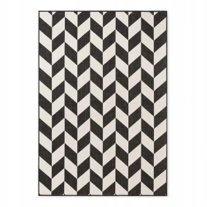 Dywan zewnętrzno-wewnętrzny na taras 120x170cm,dwustronny ,sznurkowy TED BAKER Haringey Terrick , czarno kremowy, płasko tkany