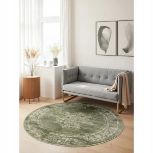 Dywan okrągły tradycyjny 120cm HANSE HOME  Gloria Lydia , zielono kremowy wzór tradycyjny