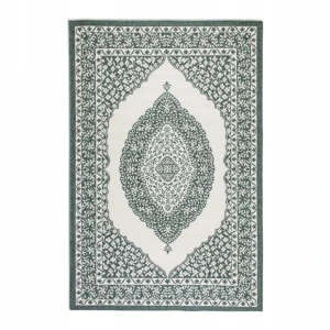 Dywan na taras 80x150cm ELLE DECORATION MEEKLY- zielono kremowy, dwustronny płasko tkany,zewnętrzno-wewnętrzny