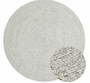 Dywan zewnętrzny na taras okrągły 150cm, Northrugs kremowy włos płasko tkany