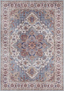 Dywan orientalny do salonu 80x150cm-Nouristan ANTHEA , czerwono niebieski płasko tkany wzór