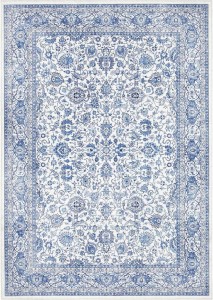 Dywan orientalny do salonu 80x150cm ELLE DECOR Maschad , niebiesko kremowy płasko tkany wzór