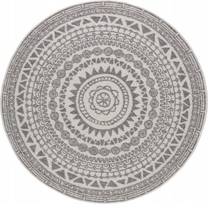 Dywan okrągły, Northrugs/Bougari CORON- , szaro kremowy ,dwustronny zewnętrzno wewnętrzny dywan sznurkowy ⌀ 200 cm