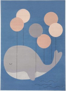 Niebieski dywan dziecięcy wieloryb 80x150 cm