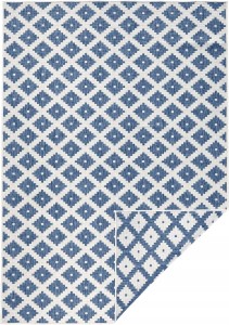 Dywan na taras 80x150cm NORTHRUGS NIZZA- niebiesko kremowy, dwustronny ,płasko tkany,zewnętrzno-wewnętrzny