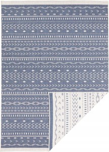Dywan na taras 80x150cm NORTHRUGS KUBA- niebiesko kremowy, dwustronny ,płasko tkany,zewnętrzno-wewnętrzny
