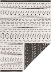 Dywan zewnętrzno-wewnętrzny na taras 120x170cm,dwustronny ,sznurkowy Northrugs KUBA, czarno kremowy, płasko tkany